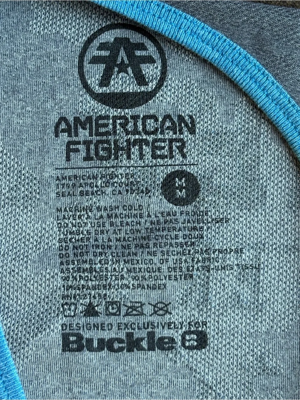 American Fighter Gray Tank Top with Blue Trim